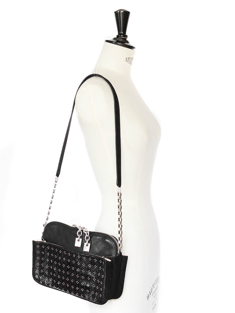 Louise Paris - CHLOE LUCY Black ayers leather and suede silver studded ...
