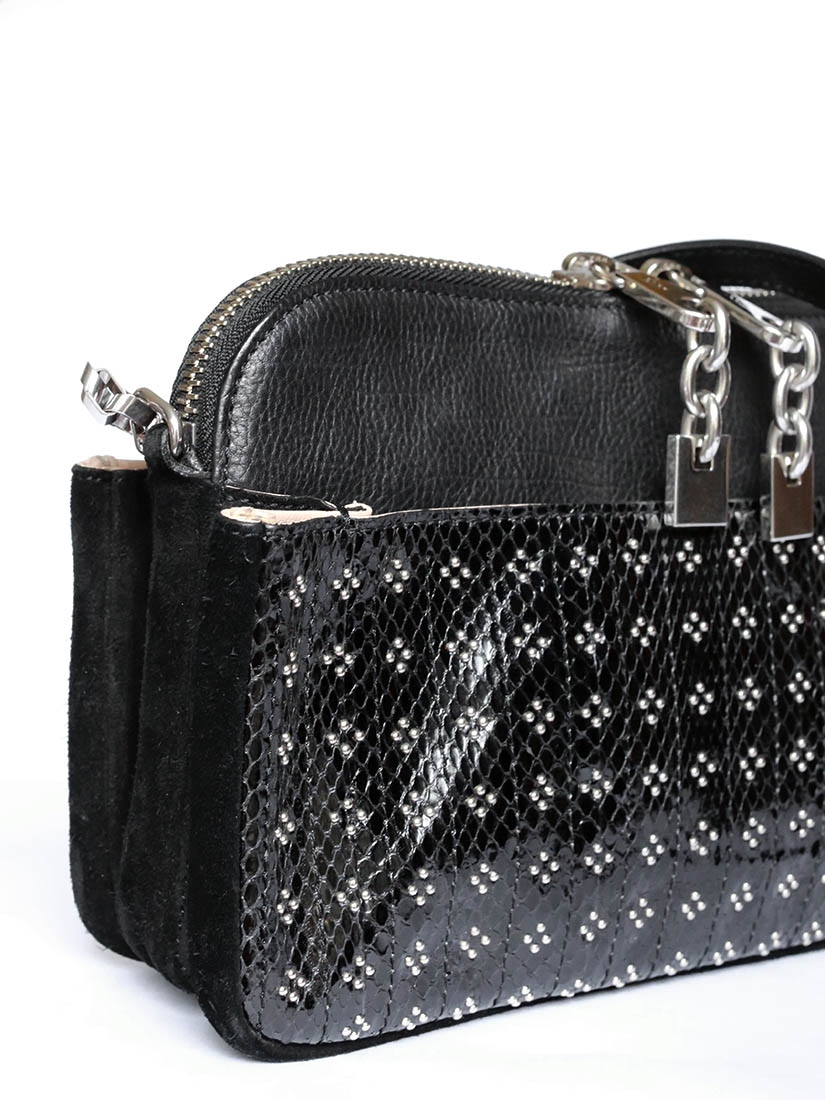 Louise Paris - CHLOE LUCY Black ayers leather and suede silver studded ...