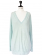 ASHER water green wool and cashmere V neck sweater Retail price €210 Size 38/40