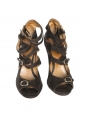 Sandales compensées multi-brides en daim noir gris anthracite Px boutique 595€ Taille 37
