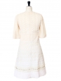 Robe en crêpe de soie beige clair, dentelle blanche et cristaux Swarovski NEUVE Px boutique 3500€ Taille 36 