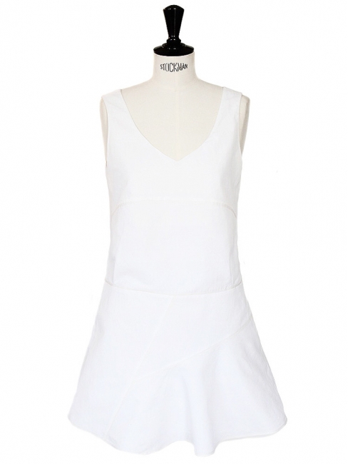White linen and silk sleeveless dress Retail price €1200 Size 36