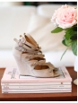 Sandales multi strap compensées en suède beige rosé Px boutique 600€ Taille 36,5