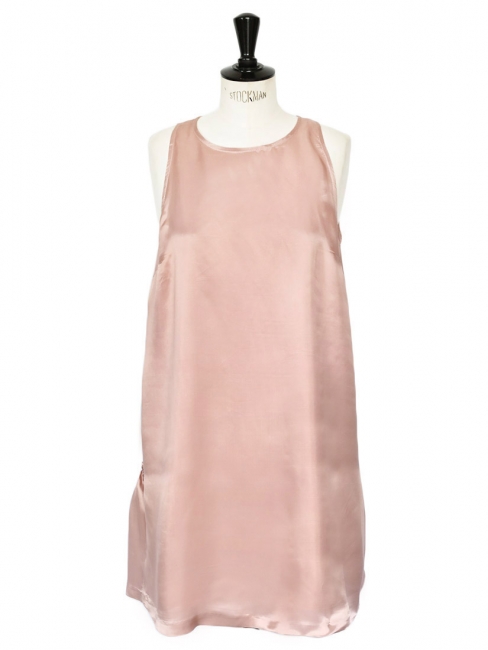 Antique pink viscose satin sleeveless dress Retail price €220 Size 38