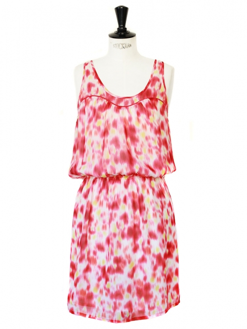 Pink and yellow printed silk LOUISON dress NEW Retail price €148 Size 36