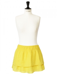 Yellow Swiss-dot cotton mini skirt Size 38/40