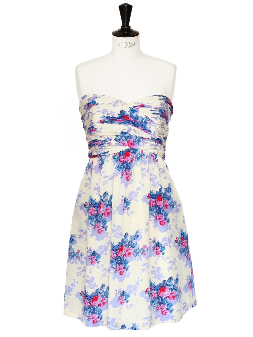 Beschrijvend kans Certificaat Boutique PAUL & JOE sister Floral print ecru silk strapless dress Size 38