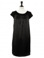 Black satin silk ample dress Retail price €1000 Size 36