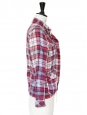 Veste en coton imprimé carreaux écossais rouge bleu et blanc Taille 34
