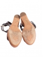 Sandales compensées en cuir et canvas noir et marron caramel Px boutique 600€ Taille 36 