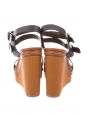 Sandales compensées en cuir et canvas noir et marron caramel Px boutique 600€ Taille 36 