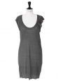 Dark grey linen sleeveless knitted dress retail price €125 Size 36
