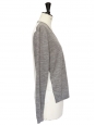 Pull col V en laine mérinos gris clair et soie blanche rayée Px boutique 320€ Taille 36