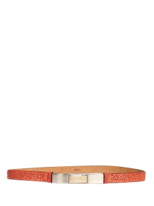 Coral pink leather belt with copper and gold studs Retail price €400 Size XS