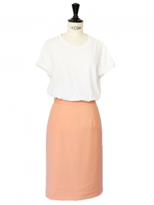 UNGARO Salmon pink high waist pencil skirt Size XS
