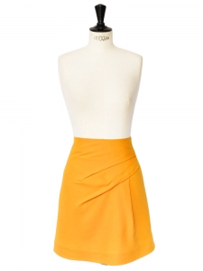 High waist honey gold yellow silk and wool flared skirt Retail price €650 Size 34/36