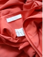 Robe décolleté manches courtes en crêpe de soie rouge orangé Px boutique 1200€ Taille 36/38