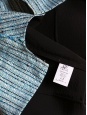 Robe de cocktail sans manche cintrée en tweed de coton et soie bleu lagon et noir Px boutique 1200€ Taille 38/40 