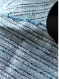 Robe de cocktail sans manche cintrée en tweed de coton et soie bleu lagon et noir Px boutique 1200€ Taille 38/40 