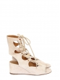 FOSTER Nude beige suede lace-up wedge sandals Retail price €750 Size 36.5
