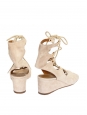 Sandales compensées FOSTER en daim beige nude à lacets Px boutique 750€ Taille 36,5