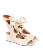 FOSTER Nude beige suede lace-up wedge sandals Retail price €750 Size 36.5