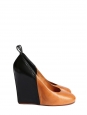 Black and camel leather round toe wedge pumps Retail price €800 Size 40