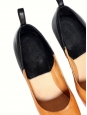 Chaussures compensées bout rond en cuir camel et noir Px boutique 800€ Taille 40