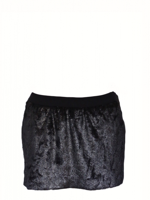 CYGNE Iridescent black faux fur mini skirt Size 36