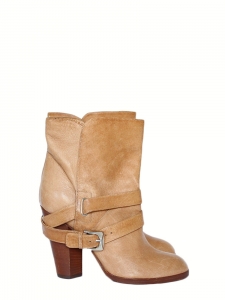 Biker ankle boots in camel beige leather Retail price €600 Size 36
