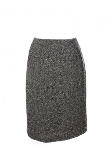 Jupe droite taille haute en tweed de laine vierge noir et blanc Px boutique 200€ Taille 38 