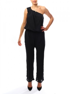 AMELIA Black silk one-shoulder jumpsuit Retail price €250 Size 38