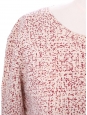 Sweat court col rond en coton blanc imprimé rouge bordeaux et rose Taille S