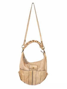 HELOISE Small hobo crossbody bag in champagne beige leather Retail price €890