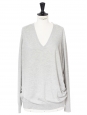 Heather grey silk cashmere and cotton long sleeves v neck jumper Retail price €180 Size 40/42
