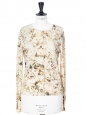 Gilet cardigan en maille fine de laine imprimé fleuri beige Prix boutique 800€ Taille 36/38