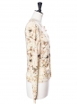 Gilet cardigan en maille fine de laine imprimé fleuri beige Px boutique 800€ Taille 36/38