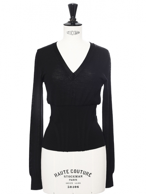 Black fine wool corset-like sweater Retail price €450 Size 34/36