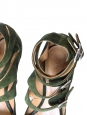 Sandales multi strap compensées en suede vert kaki Px boutique 600€ Taille 40
