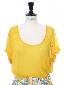Super fine and soft mimosa yellow short sleeved shirt Retail price €90 Size 38