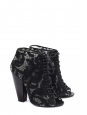 Black lace and leather heeled ankle boots sandals Retail price €650 Size 38