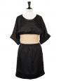 Black silk and beige cotton gauze cinched dress with Kimono sleeves Retail price €1100 Size 34