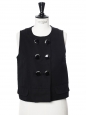 Black linen sleeveless buttoned top Retail price €900 Size 36/38