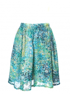 Gold blue yellow and green printed silk skirt Size 36/38