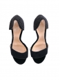 Sandales bout ouvert à talon fin en velours noir et studs NEUVES Px boutique 450€ Taille 40