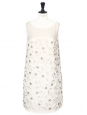 White/ecru pleated silk dress embroidered with Swarovski crystals Retail price €6000 Size 36