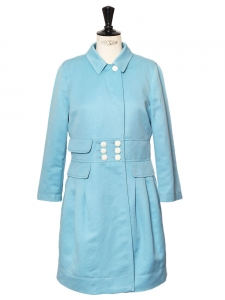 Light blue cotton and linen mid-length peacoat / jacket Retail price €590 Size 36/38