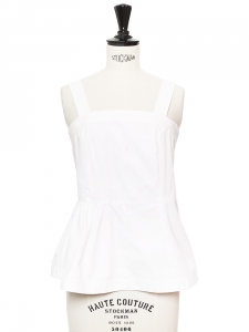 White cotton large straps peplum sleeveless top Retail price €350 Size 34 