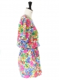 Robe manches courtes taille élastique en coton imprimé fleuri multicolore Taille 36/38