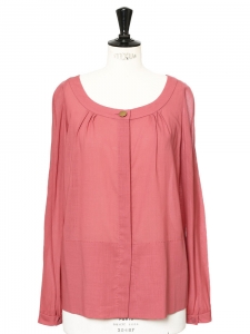 Raspberry pink light wool long sleeves shirt Retail price €650 Size 38